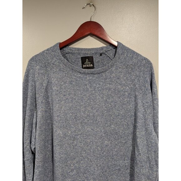 Prana Men's Marled Blue Long Sleeved Lightweight Sweater Crew Neck Size L - Picture 5 of 16